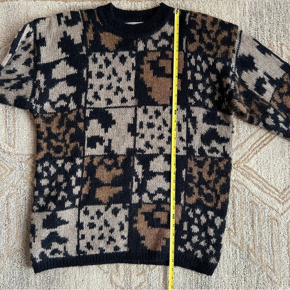 Vintage Mohair Leopard Sweater Grunge 90s Fuzzy Oversized L - Picture 12 of 12